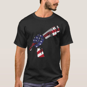 Plumber Pipe Wrench American Flag Pipe Wrench T-Shirt