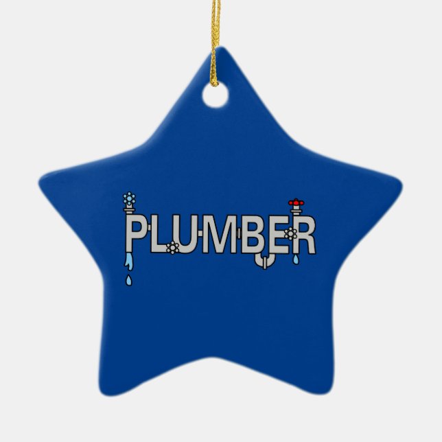 Plumber Pipes Ceramic Ornament (Front)