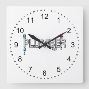 Plumber Pipes Square Wall Clock