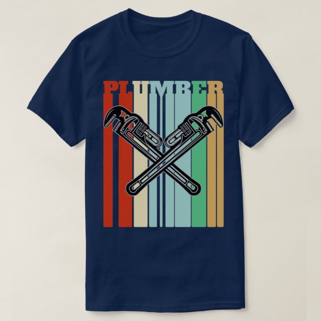 Plumber Plumber Crossed Wrenches Retro T-Shirt (Design Front)