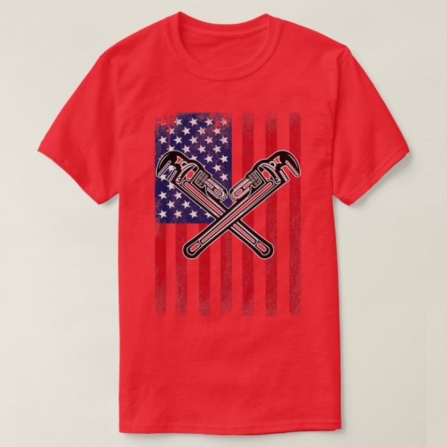 Plumber Plumber USA Flag (1) T-Shirt (Design Front)