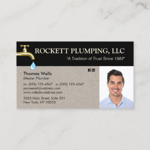 Plumber Plumbing Dripping Faucet Photo  Business C Business Card