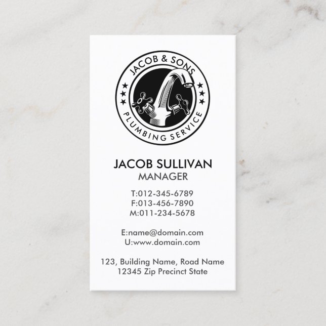 Plumber Plumbing Home Repair Business Card (Front)
