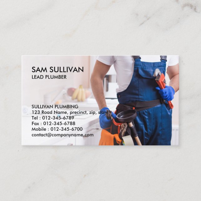 Plumber Plumbing Home Repair Business Card (Front)