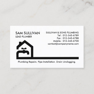 Plumber Plumbing Leaking Faucet Home Repair Business Card