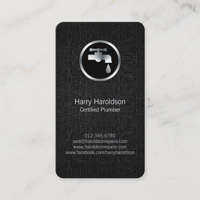 Plumber Plumbing Leaking Faucet Home Repair Business Card (Front)