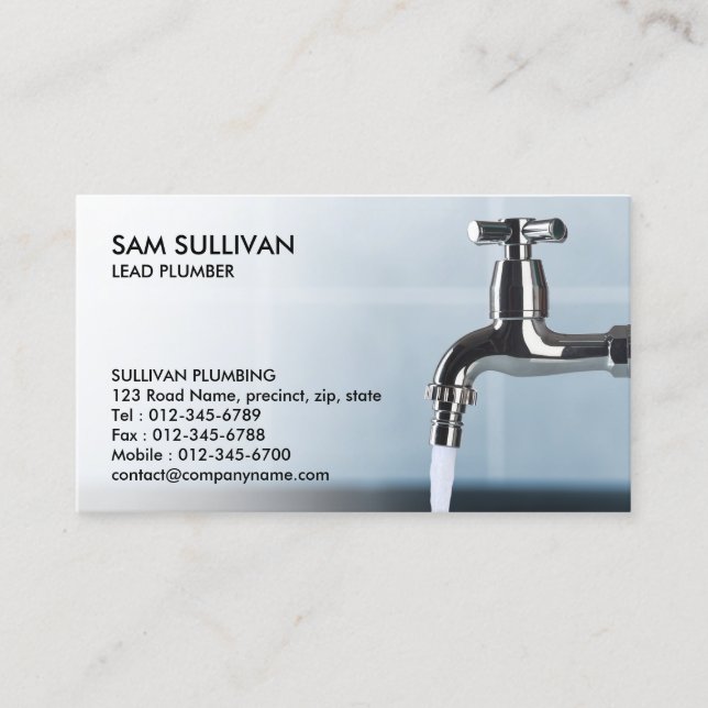 Plumber Plumbing Leaking Faucet Home Repair Business Card (Front)
