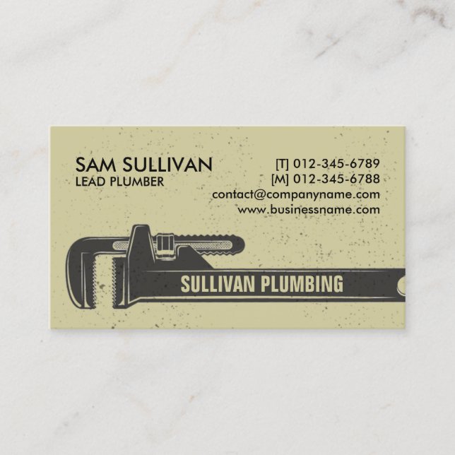 Plumber Plumbing Pipe Wrench  Business Card (Front)