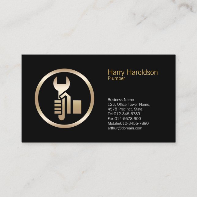 Plumber Plumbing Pipe Wrench  Business Card (Front)