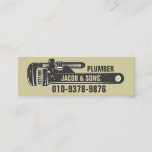Plumber Plumbing Pipe Wrench  Mini Business Card