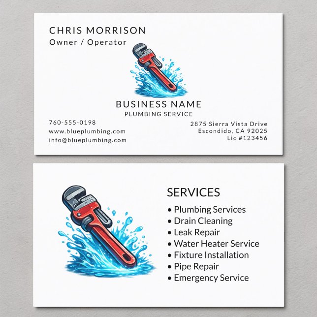 Plumber Service Professional Business Card (Creator Uploaded)