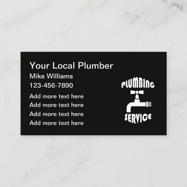 Plumber Services Business Card Design (Front)