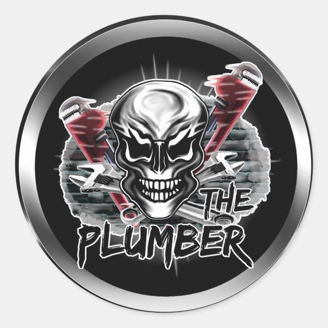 Plumber Skull: The Plumber Classic Round Sticker (Front)