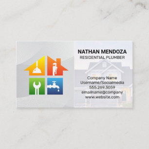 Plumber Tools Icons   Residential Contractor Business Card