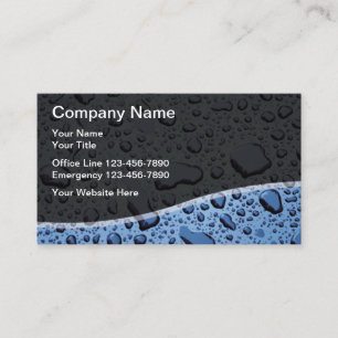 Plumber Unique Water Drops Modern Business Card