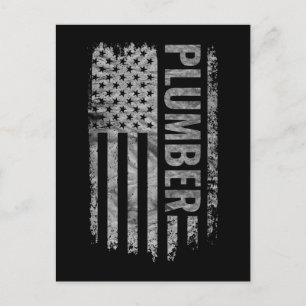 Plumber USA Flag Distressed design Postcard