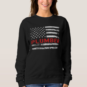 Plumber USA Flag Profession Retro Job Title Sweatshirt