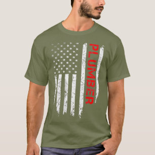Plumber Vintage American Flag Plumbing 4th of T-Shirt