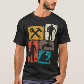 Plumber Vintage Collage Plumbing Men Pipefitter T-Shirt