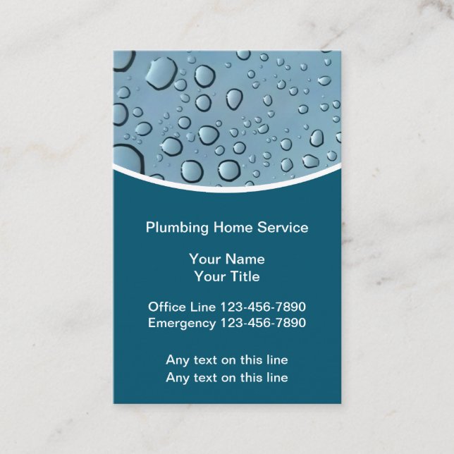 Plumber Water Drops Business Cards Design (Front)