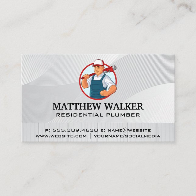 Plumber with Wrench Business Card (Front)