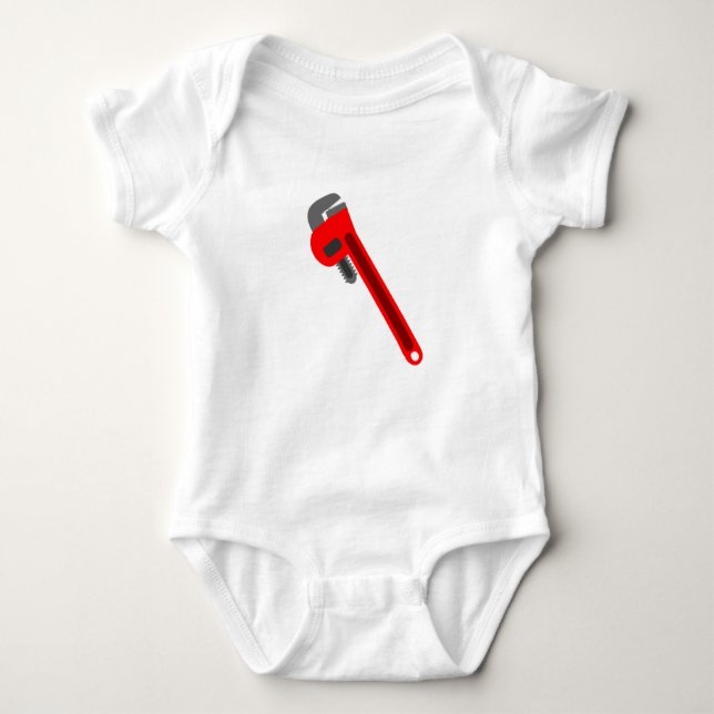 Plumber Wrench Baby Bodysuit (Front)