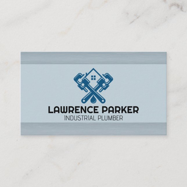 Plumber Wrench Home Logo Business Card (Front)