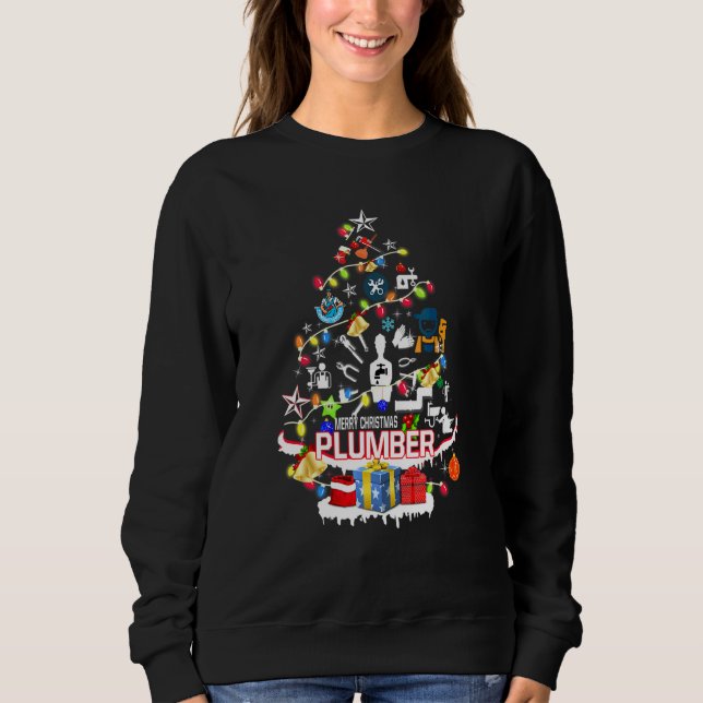 Plumber Xmas Tree Christmas Tree Sweatshirt (Front)