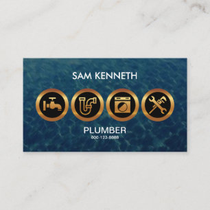 Plumber's Majestic Faux Golden Icons Business Card