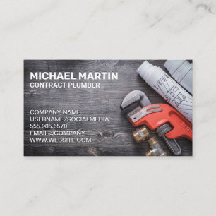 Plumbers Wrench and Pipes Business Card