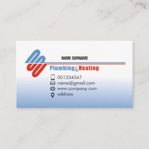 Plumbing and heating. Business card for handyman