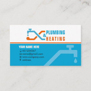 Plumbing and heating. Business card for handyman