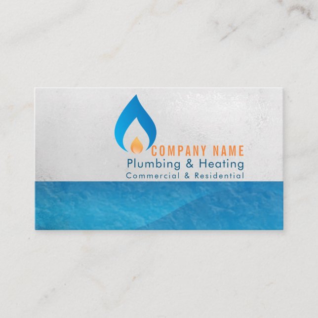 Plumbing and heating business logo business card (Front)
