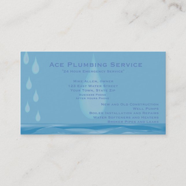 Plumbing and Heating Customisable Business Card (Front)