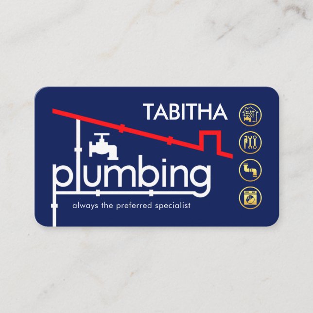 Plumbing Building Water Pipe Frame Business Card (Front)