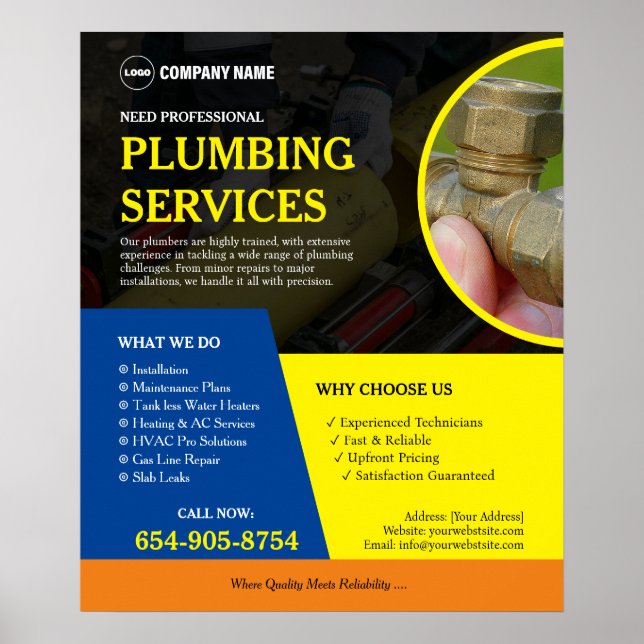 Plumbing Business Services Custom Poster (Front)