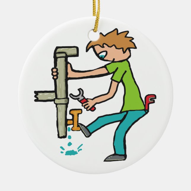 Plumbing Ceramic Ornament (Front)