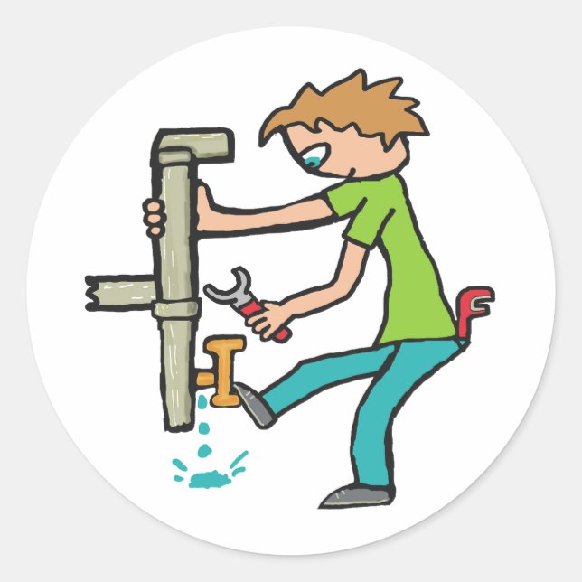 Plumbing Classic Round Sticker (Front)