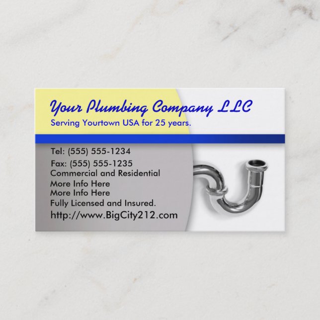 Plumbing Co EDITABLE Business Card (Front)