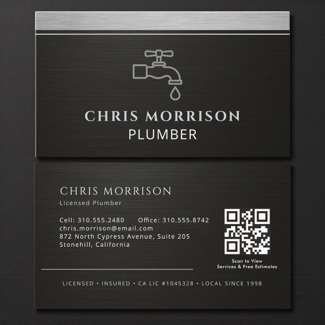Plumbing Faucet Plumber QR Code Logo Business Card (Creator Uploaded)