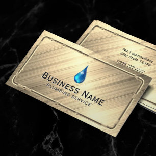Plumbing Faux Metallic Pipes Gold Repair Service Business Card