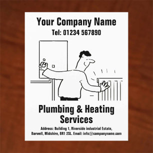 Plumbing & Heating Services Cartoon Design Flyer