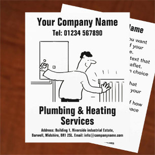 Plumbing & Heating Services Cartoon Design Flyer
