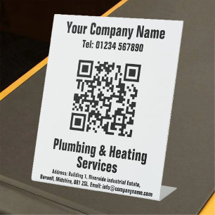Plumbing & Heating Services QR Code Design Pedesta Pedestal Sign