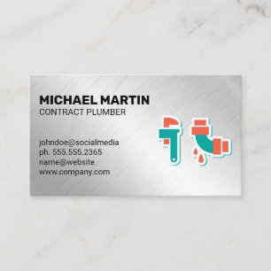 Plumbing Icons   Aluminium Metal Background Business Card
