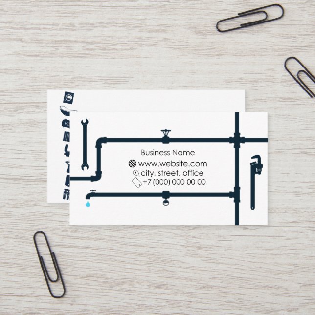 Plumbing pipeline service and repair business card (Front/Back In Situ)
