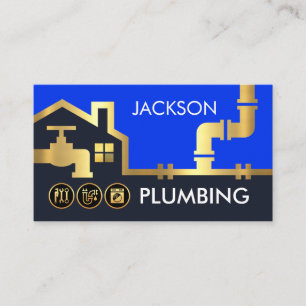 Plumbing Pipes Building Frame Plumber Service Business Card