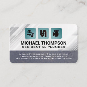 Plumbing Pipes Icons   Blue Collar Business Card