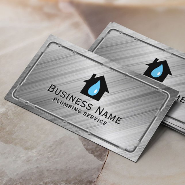 Plumbing Pipes Repair Service Metal Plumber Business Card (Creator Uploaded)