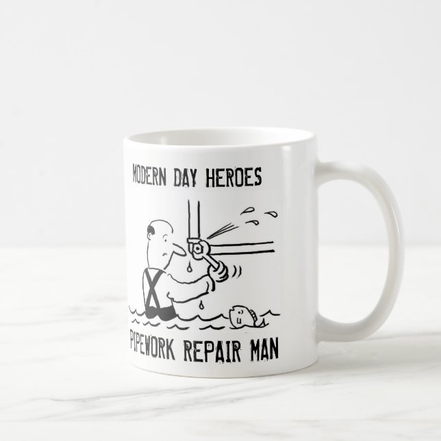 Plumbing Pipework Repair Man Coffee Mug (Right)